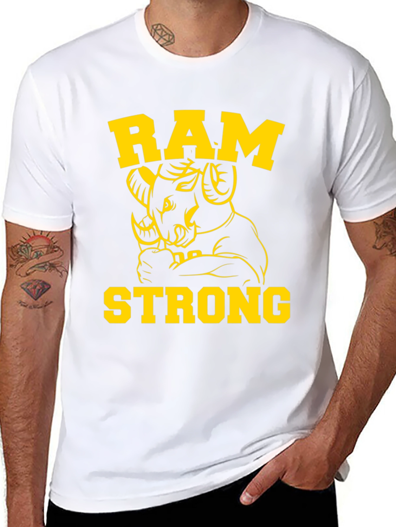 Ram Strong Graphic Tee - Black Cotton T-Shirt