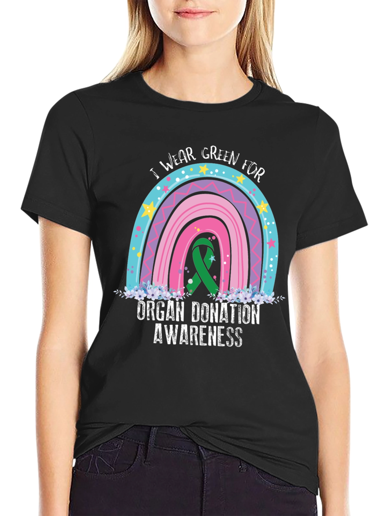 Organ Donation Awareness T-Shirt - Rainbow Design