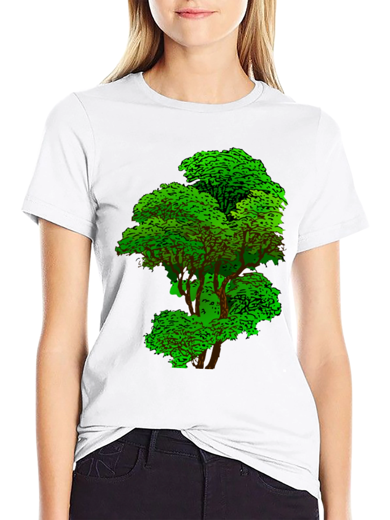 Nature Tree Graphic Tee - Black Cotton T-Shirt