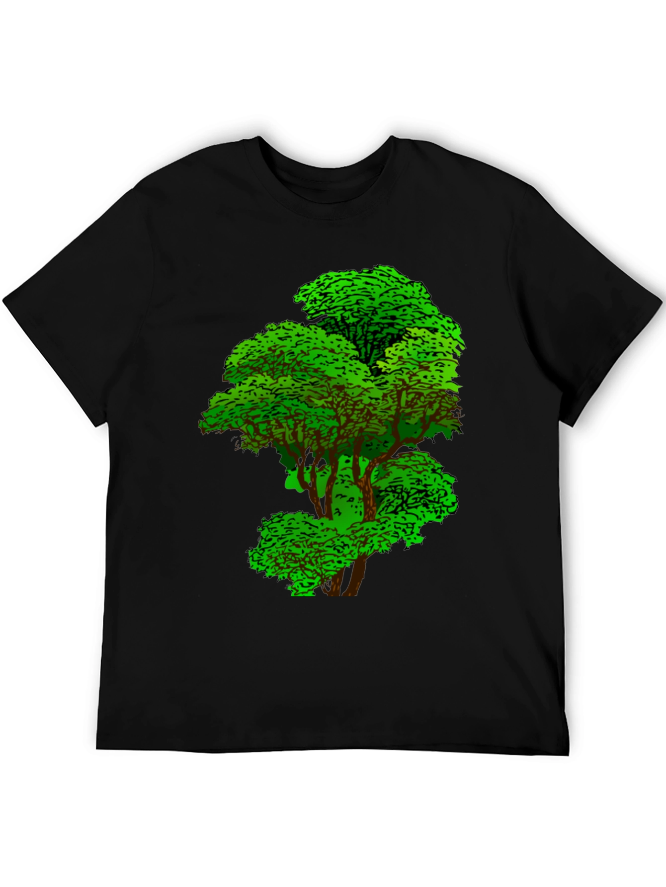 Nature Tree Graphic Tee - Black Cotton T-Shirt