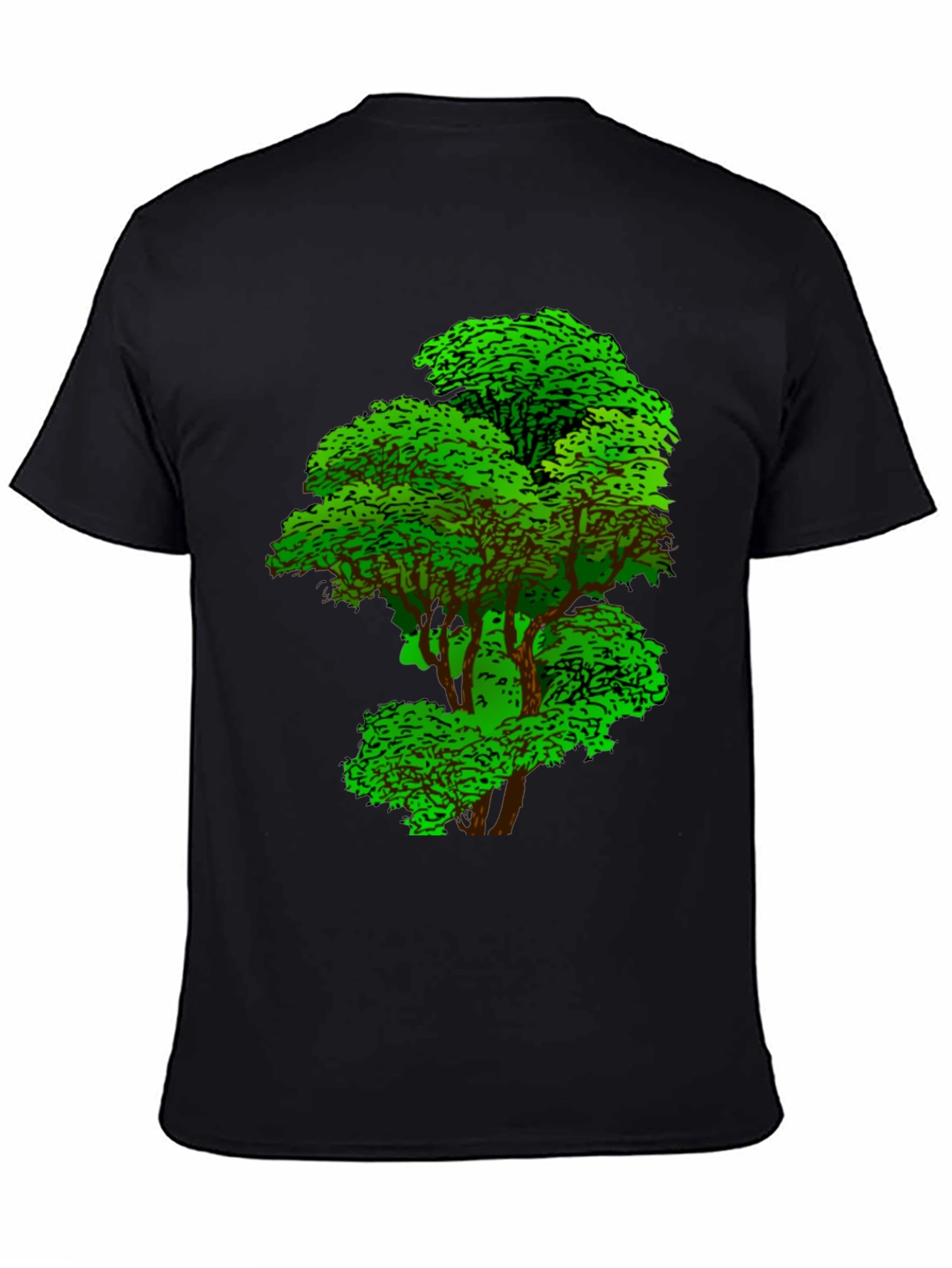 Nature Tree Graphic Tee - Black Cotton T-Shirt
