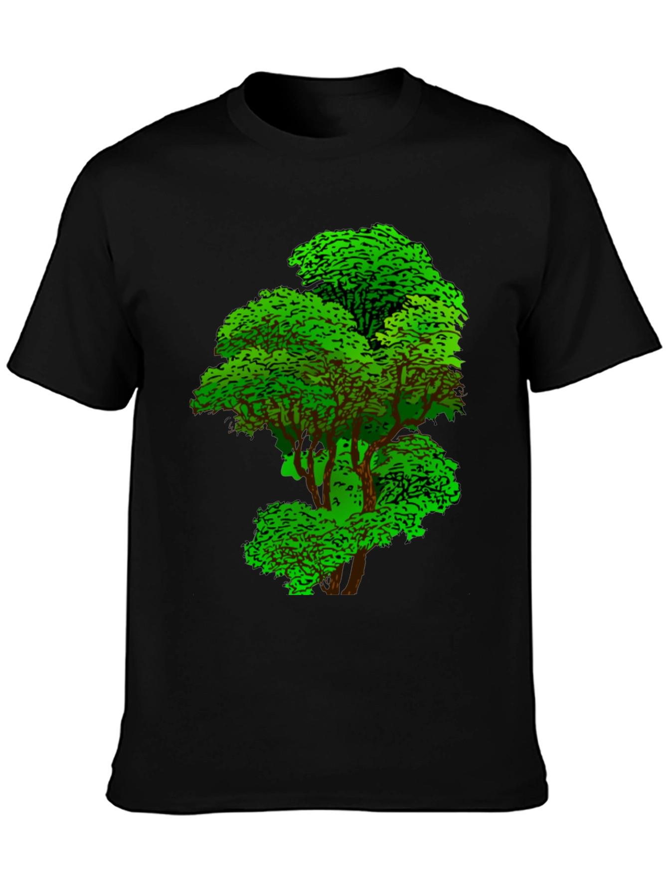 Nature Tree Graphic Tee - Black Cotton T-Shirt