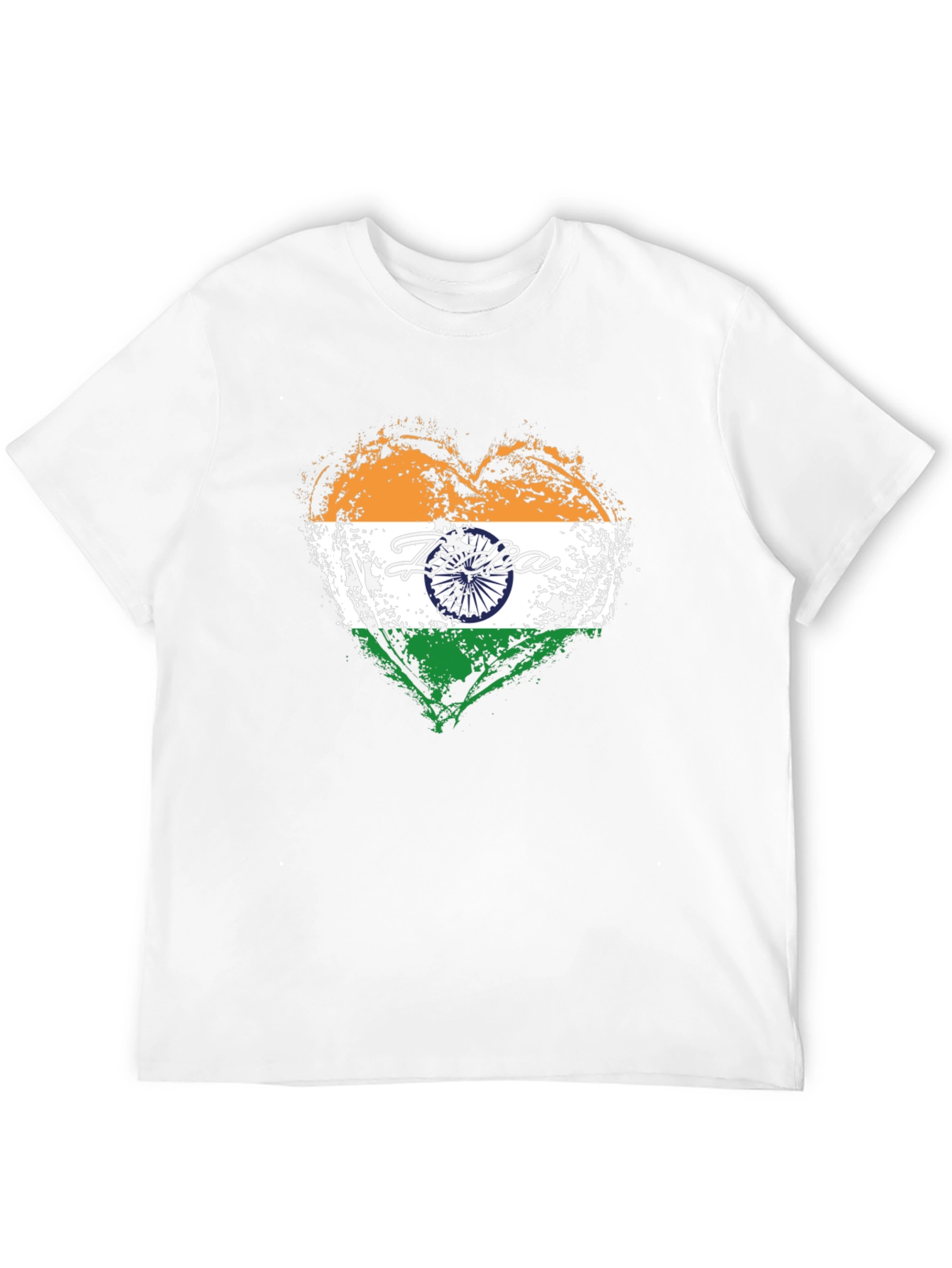India Flag Heart T-Shirt - Black Cotton Tee