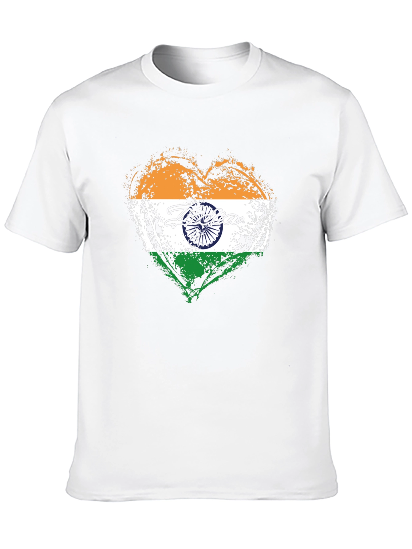 India Flag Heart T-Shirt - Black Cotton Tee