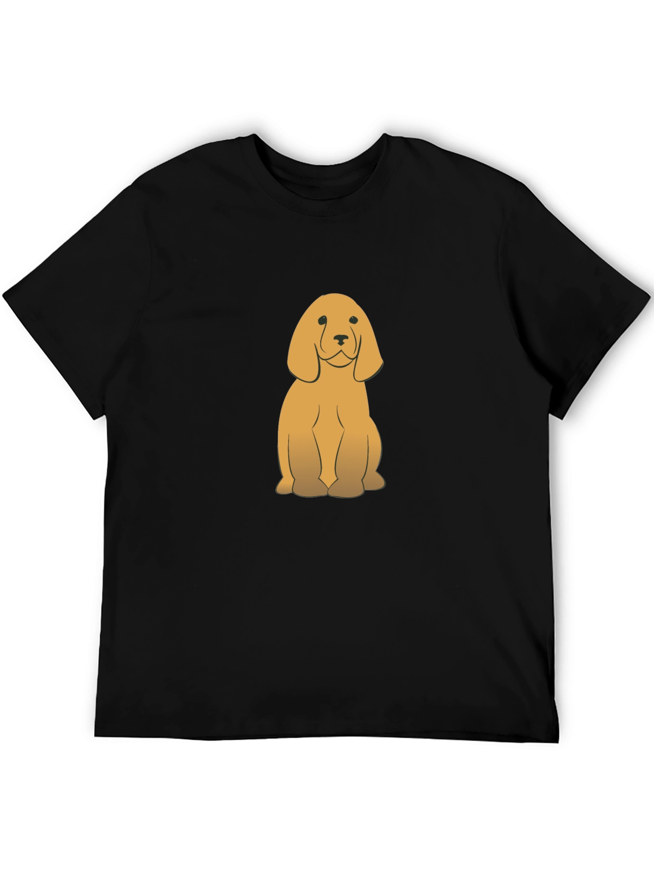 Cute Golden Dog Graphic Black T-Shirt