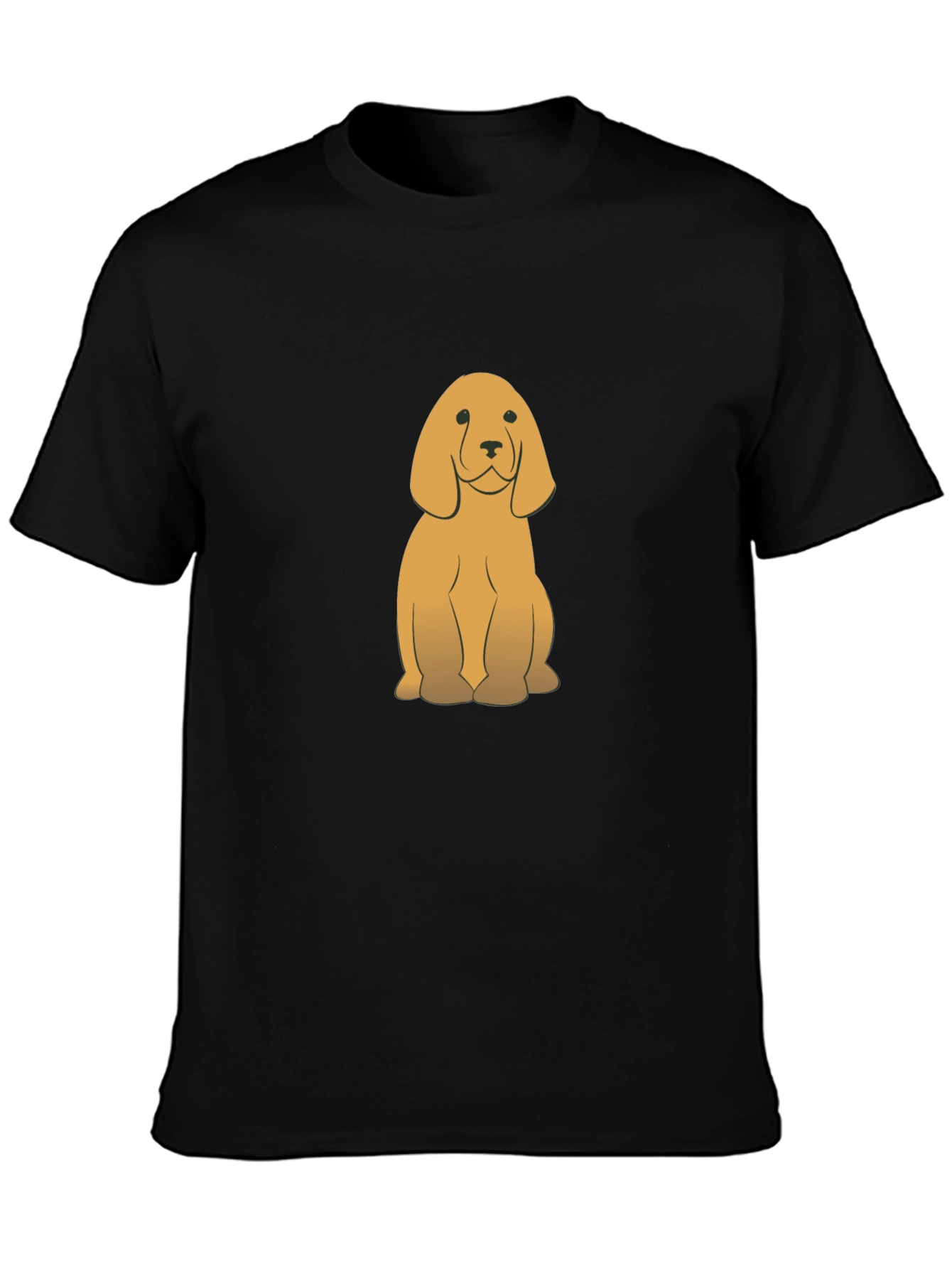 Cute Golden Dog Graphic Black T-Shirt