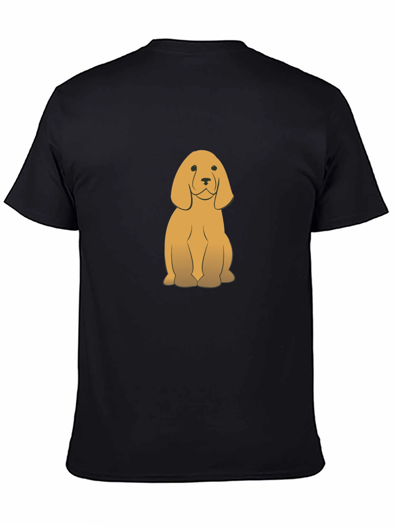 Cute Golden Dog Graphic Black T-Shirt