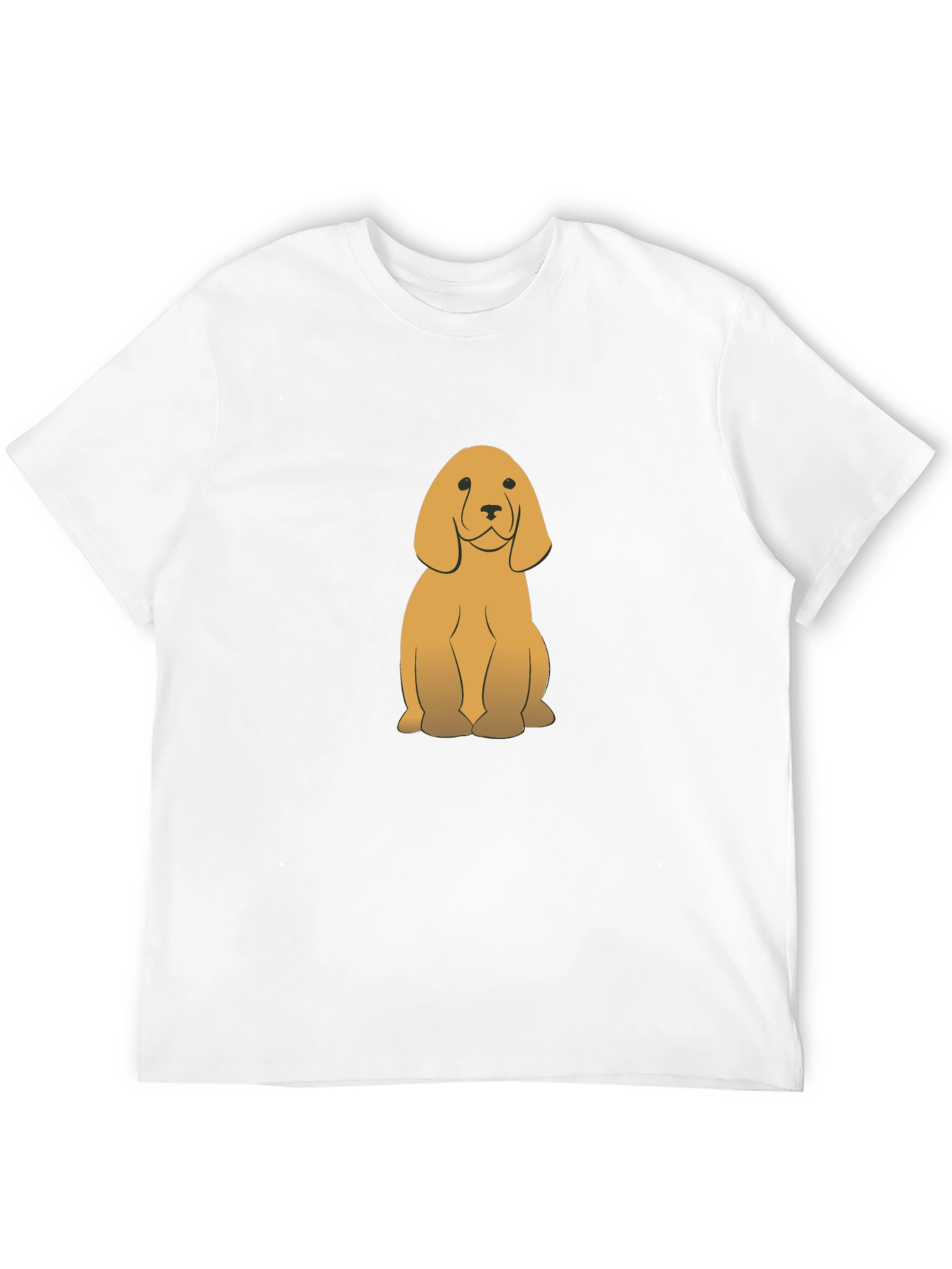 Cute Golden Dog Graphic Black T-Shirt