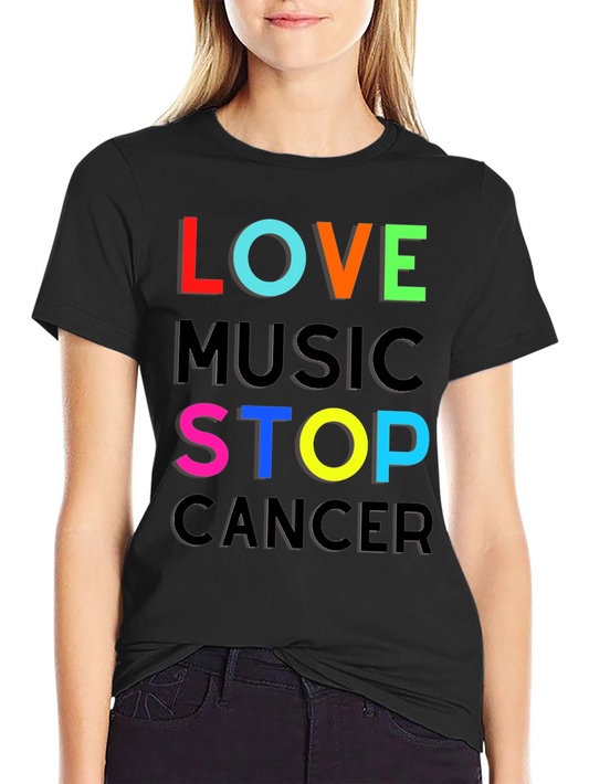 Love Music Stop Cancer Graphic Tee