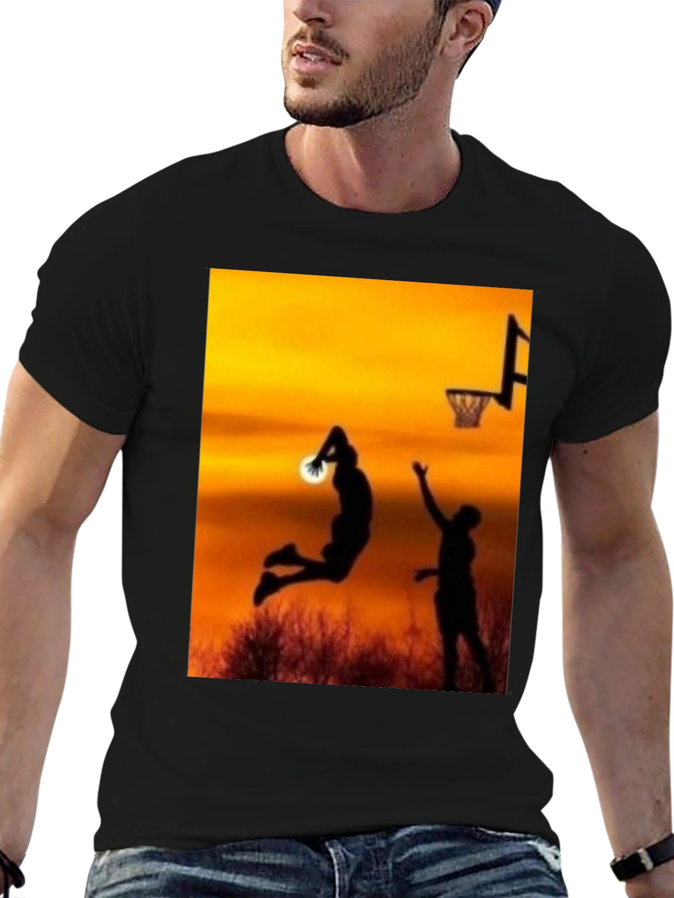 Sunset Basketball Graphic T-Shirt