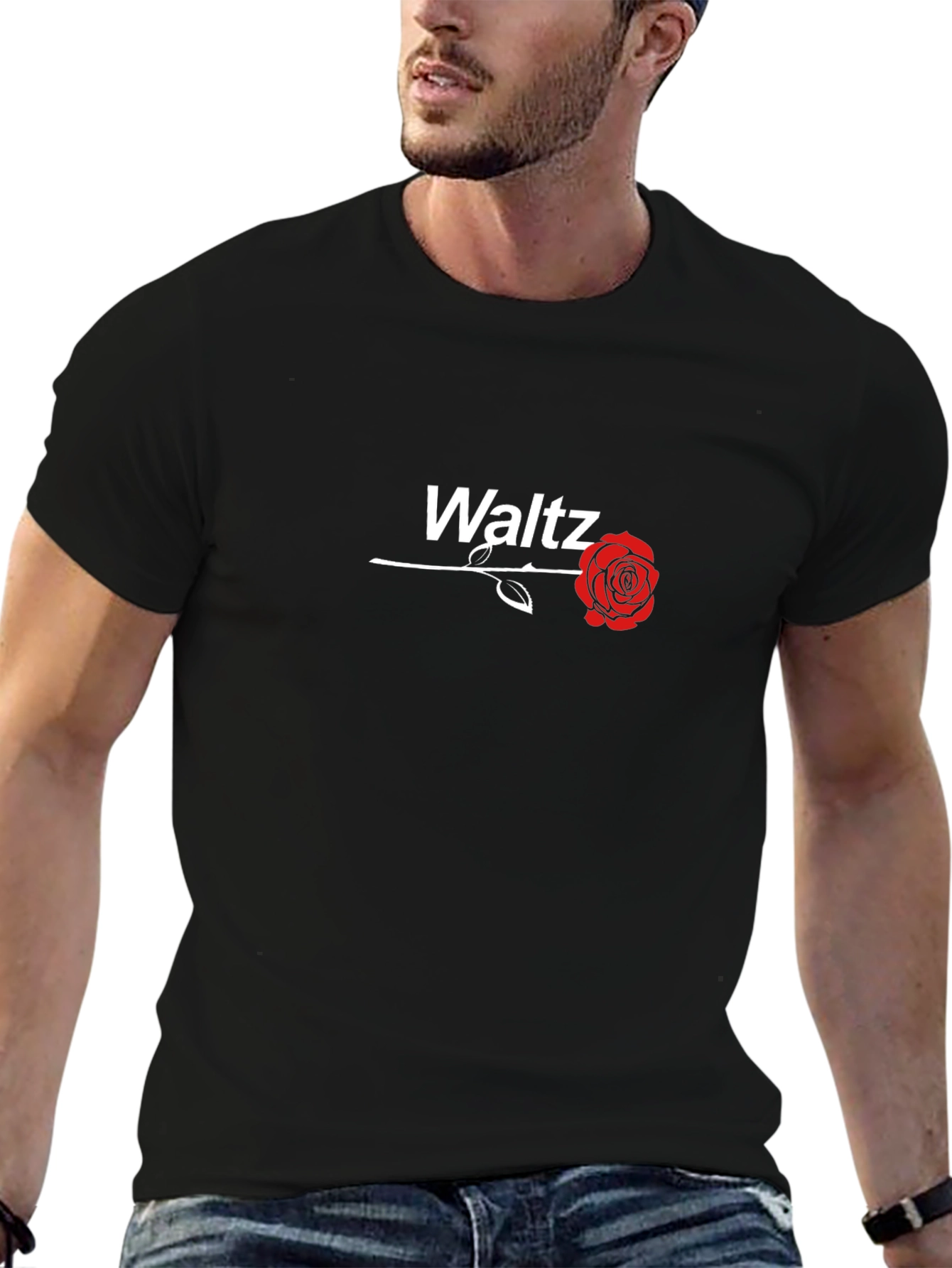 Waltz Rose Graphic Tee - Modern Black T-Shirt
