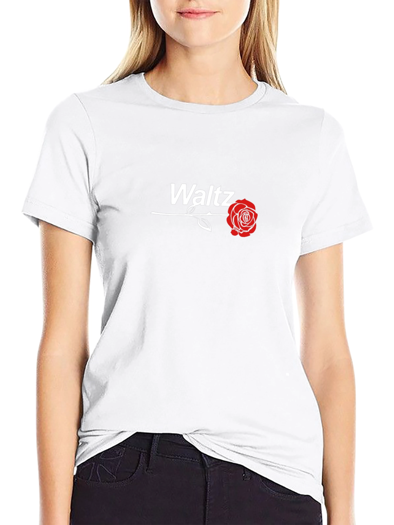 Waltz Rose Graphic Tee - Modern Black T-Shirt