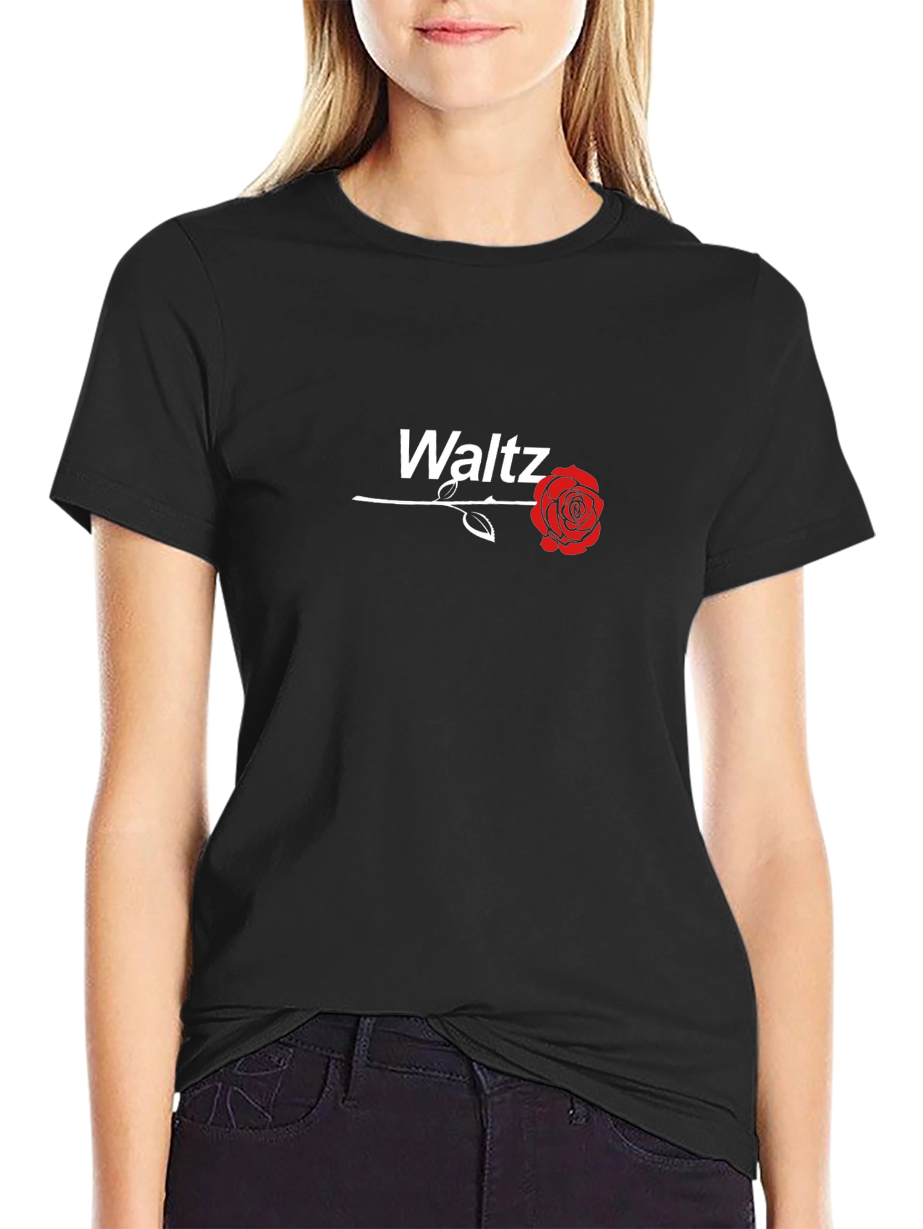 Waltz Rose Graphic Tee - Modern Black T-Shirt