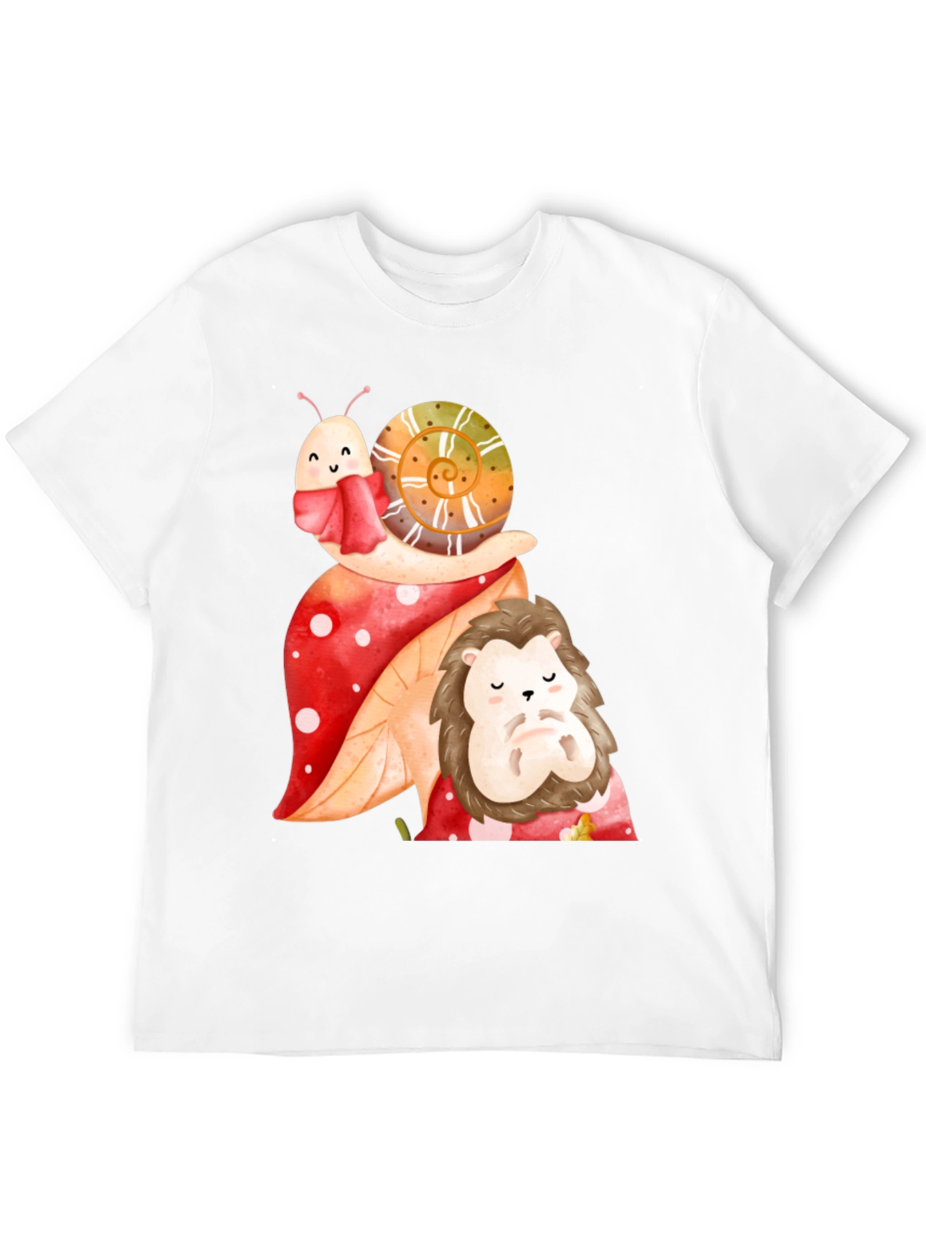 Cute Snail & Hedgehog Graphic Tee - Black