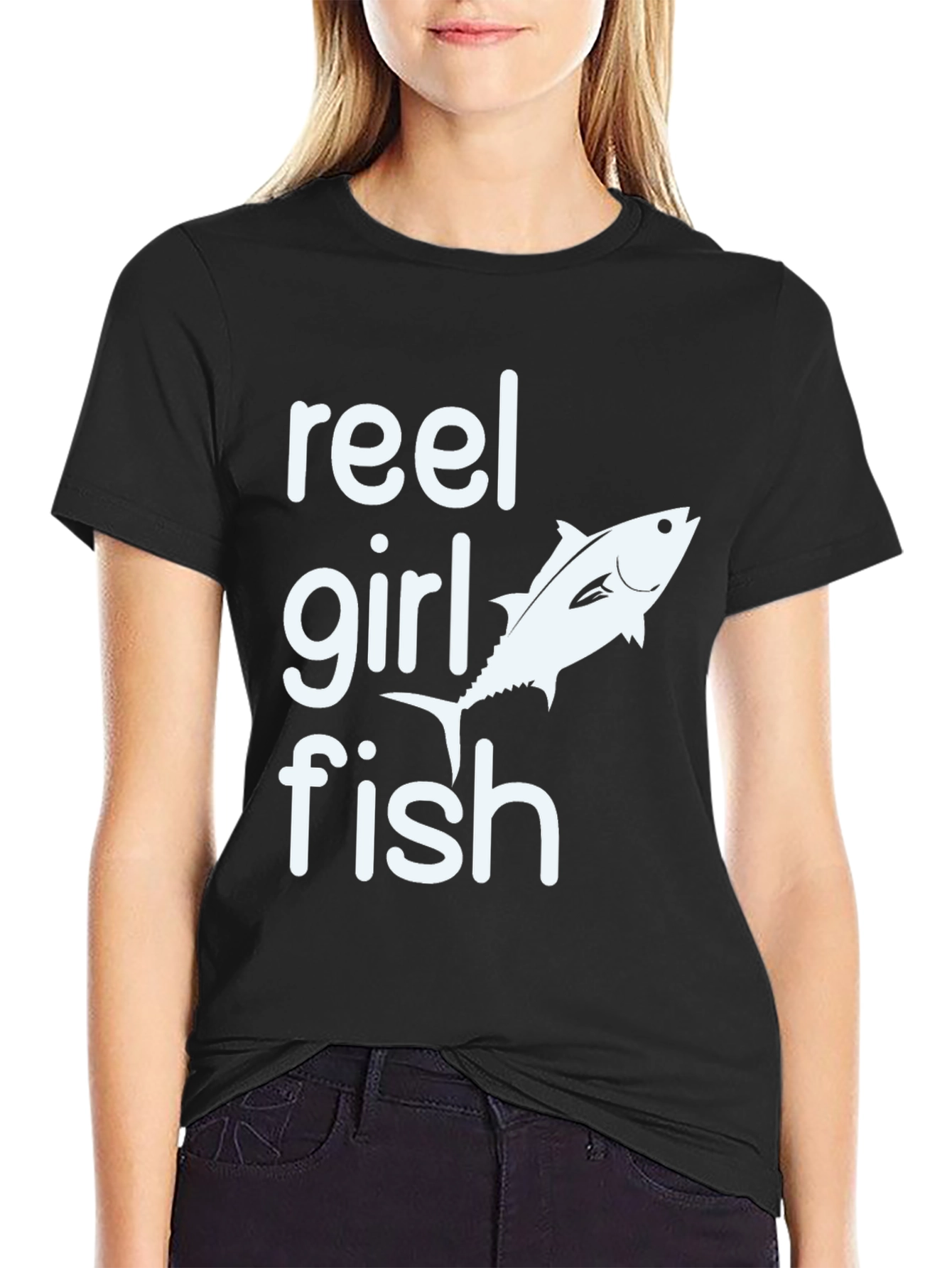 Reel Girl Fish Black T-Shirt