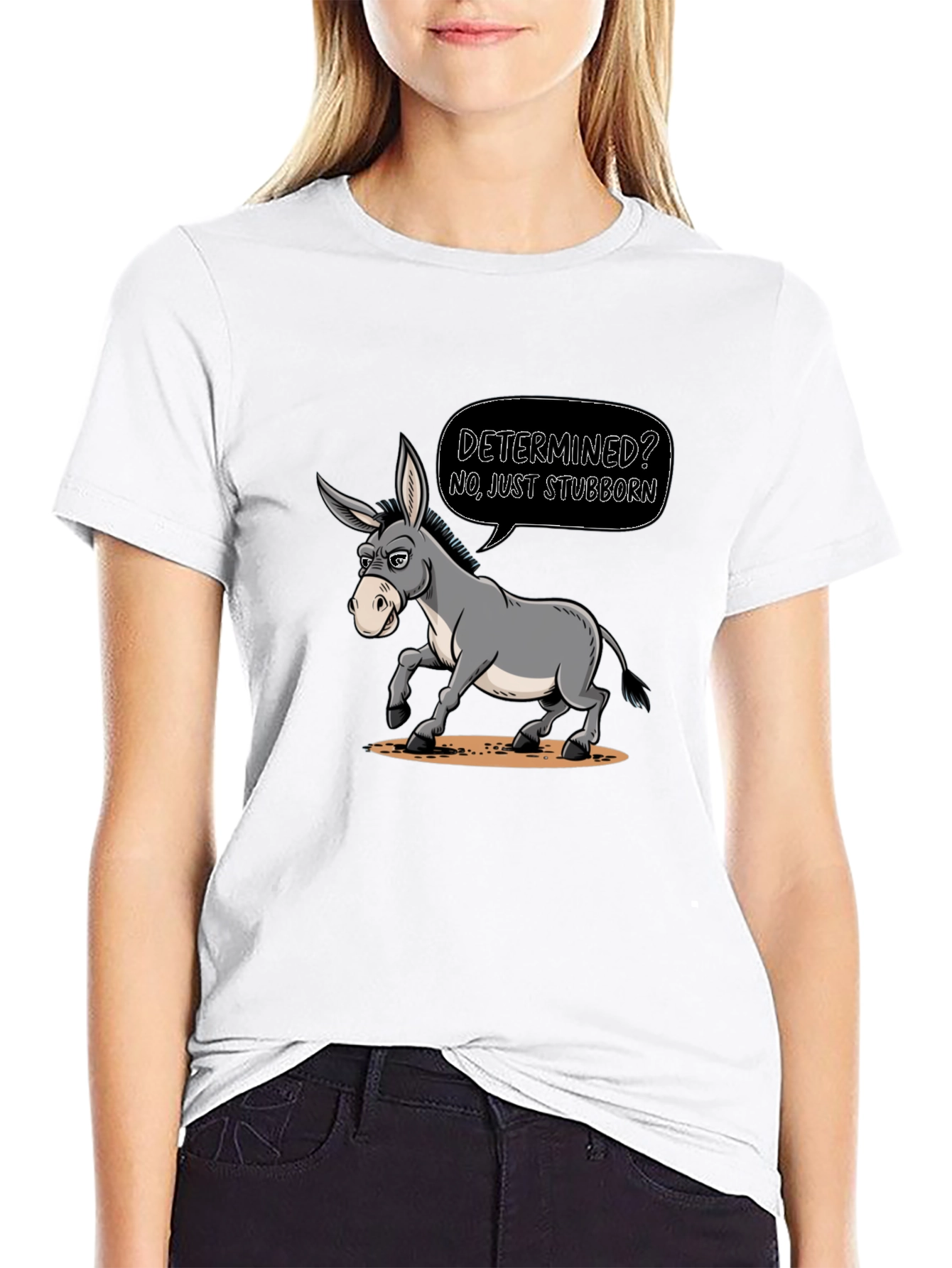 Stubborn Donkey Cartoon Graphic Tee
