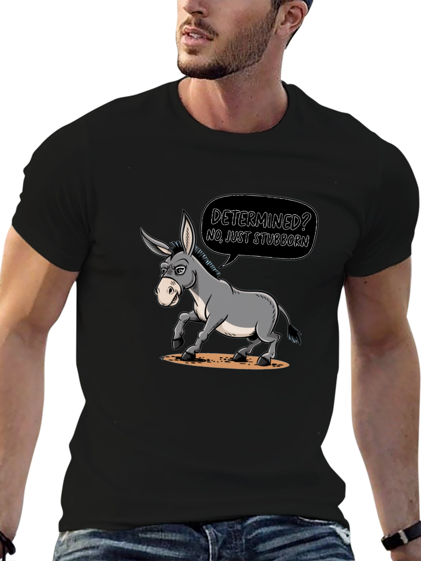 Stubborn Donkey Cartoon Graphic Tee