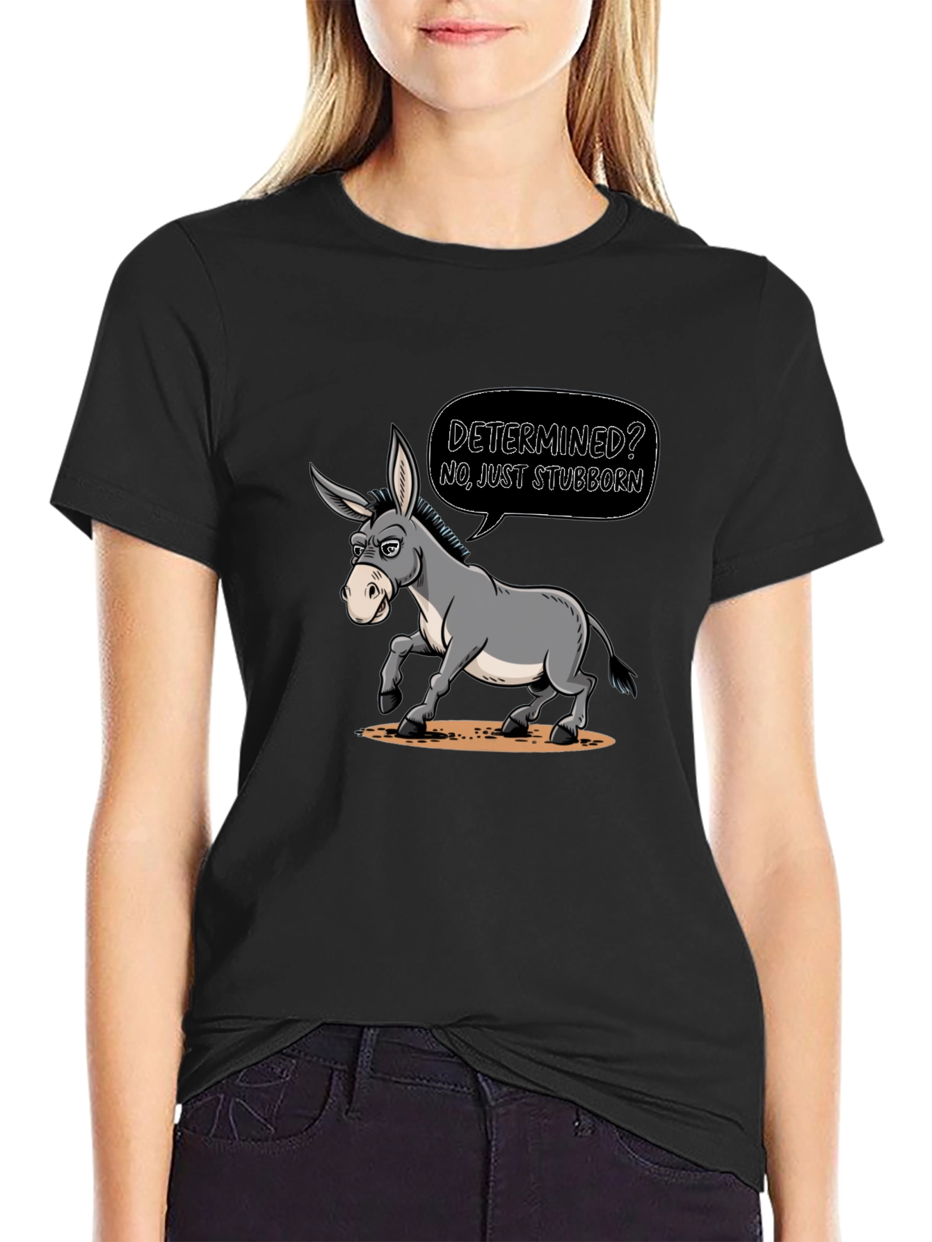 Stubborn Donkey Cartoon Graphic Tee