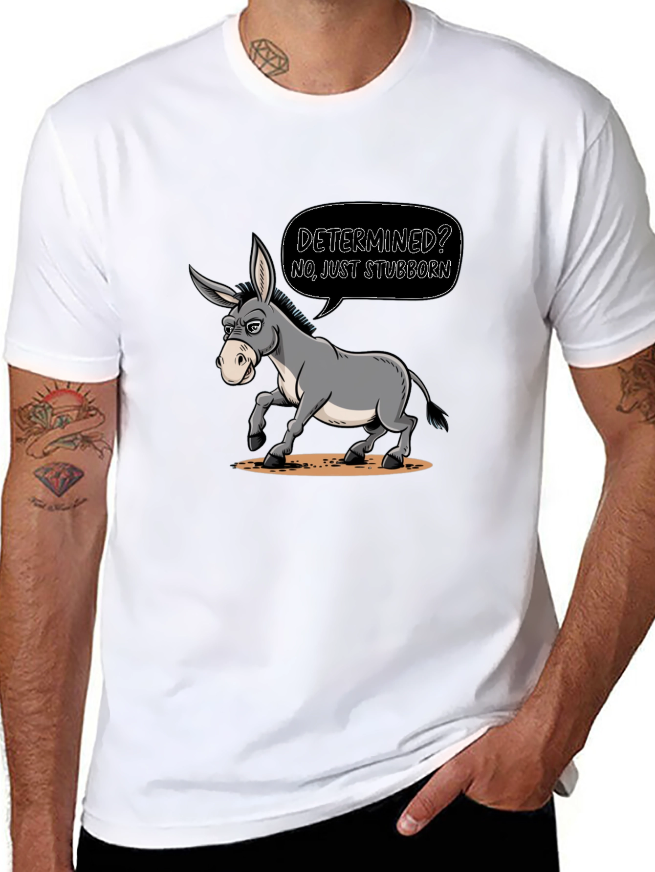 Stubborn Donkey Cartoon Graphic Tee