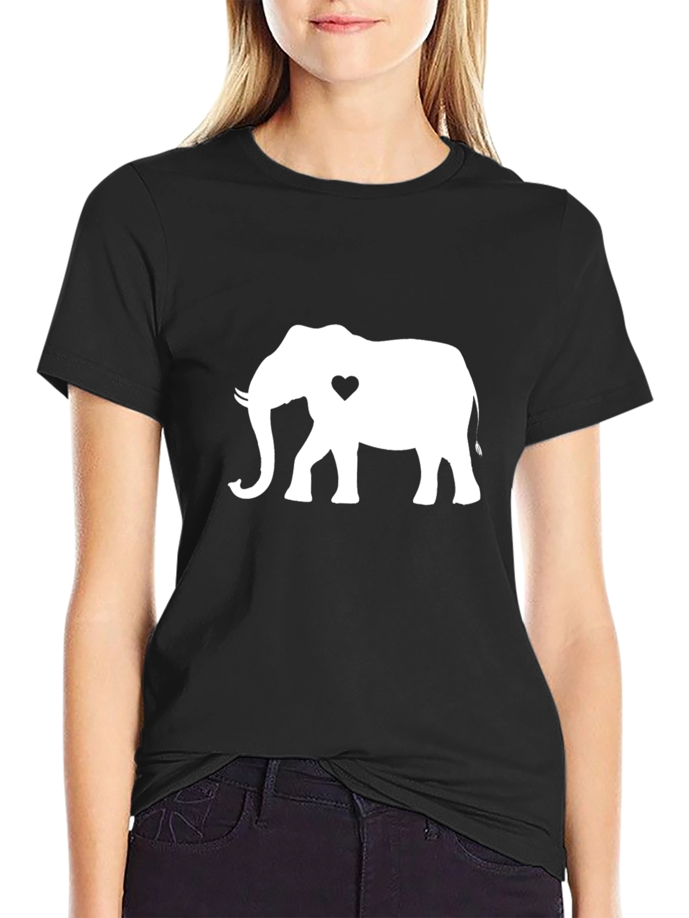 Elephant Heart Graphic Tee - Black Casual Shirt
