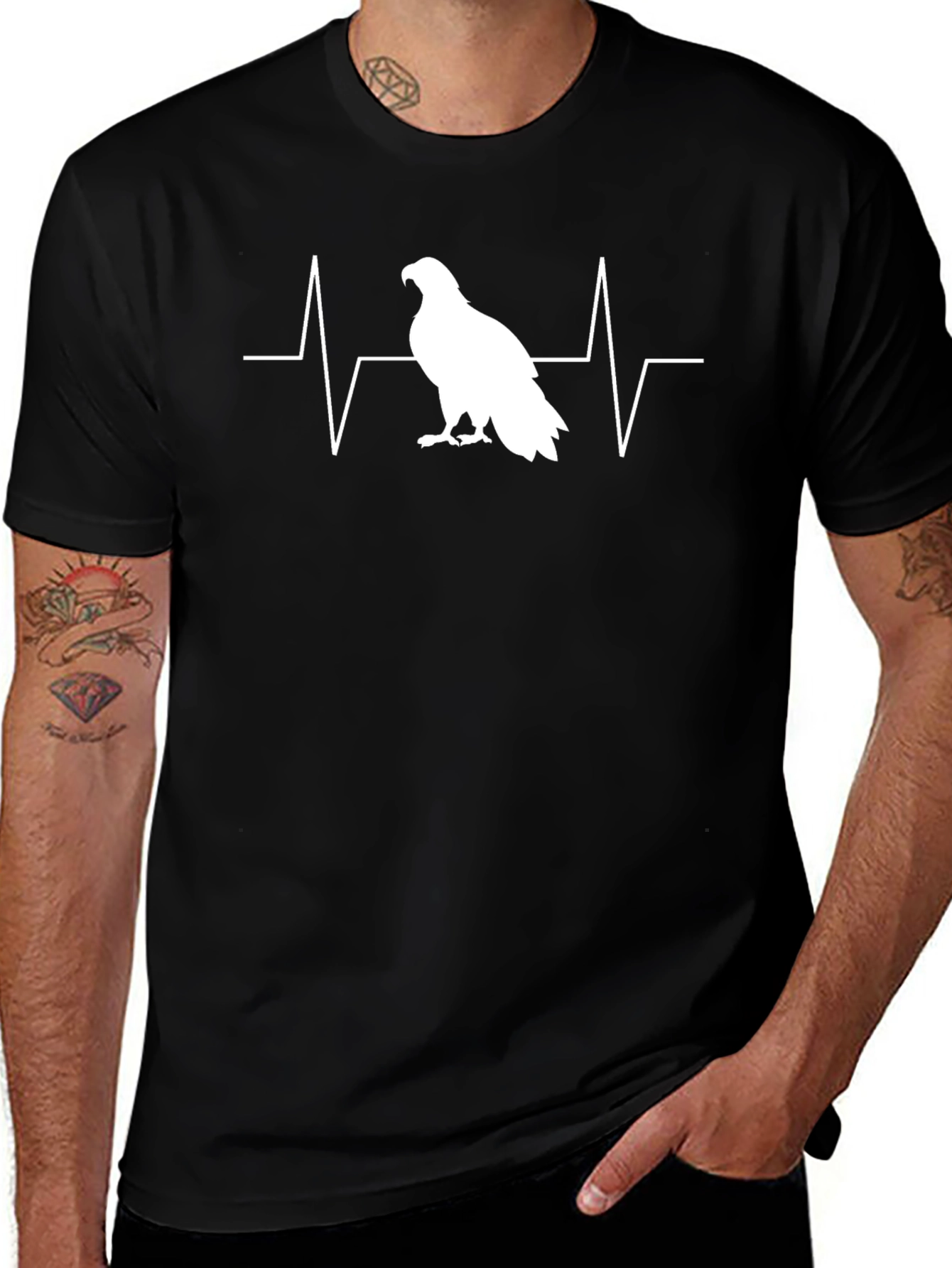 Eagle Heartbeat T-Shirt - Black Graphic Tee