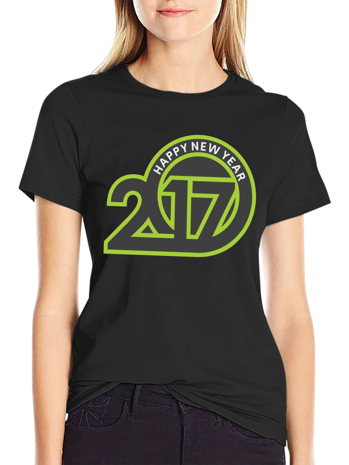 Happy New Year 2017 T-Shirt - Black Crew Neck