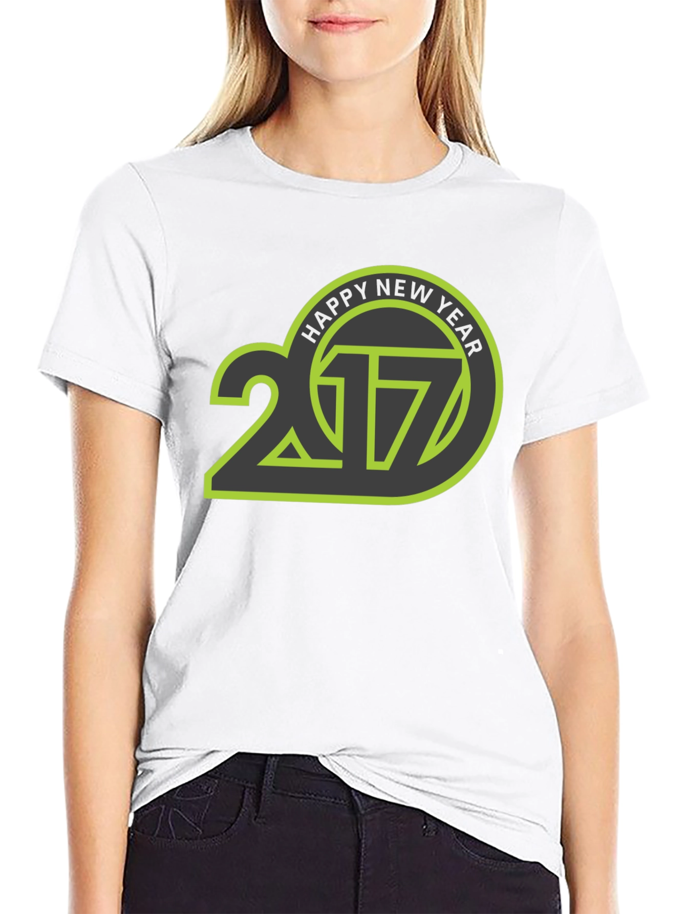 Happy New Year 2017 T-Shirt - Black Crew Neck
