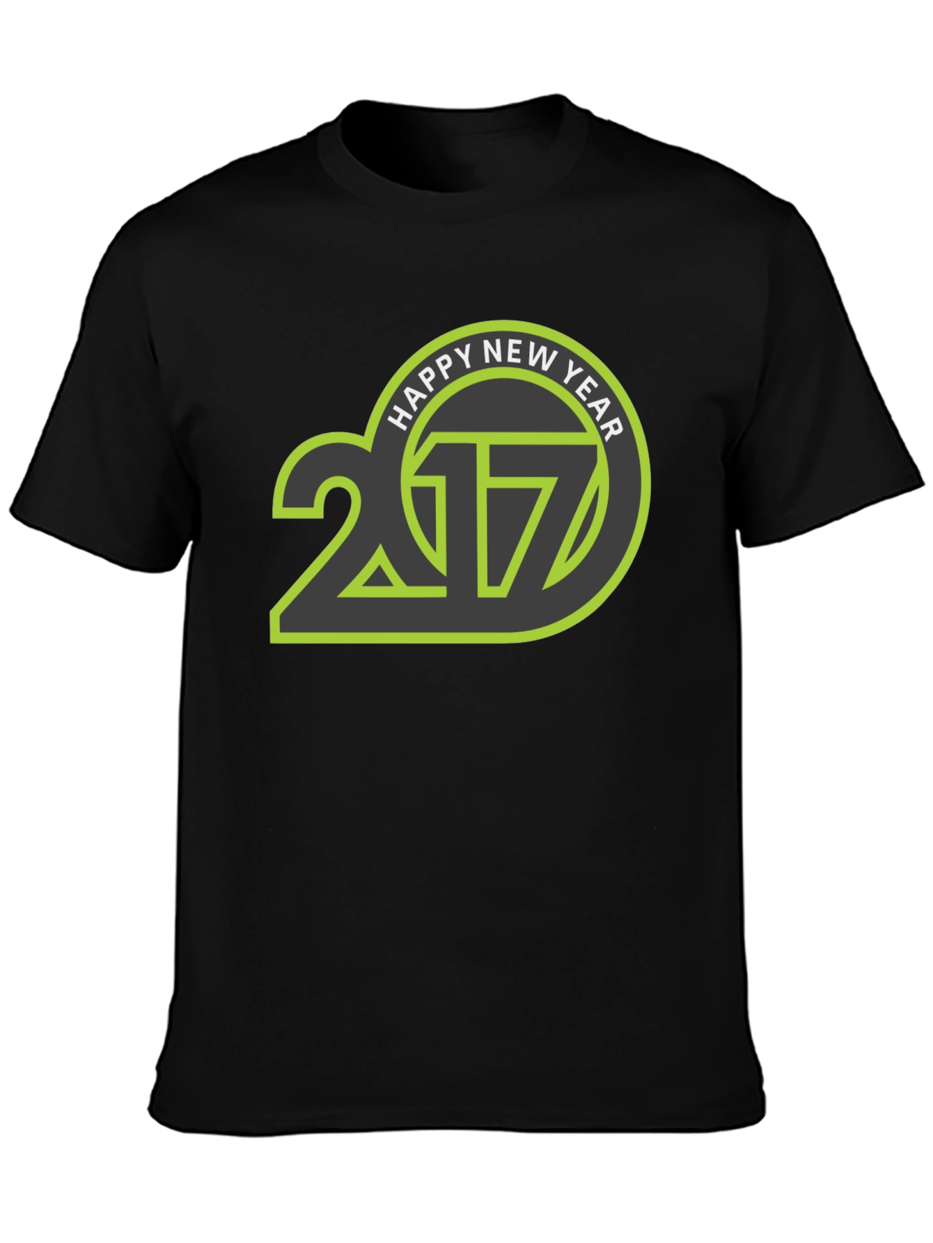 Happy New Year 2017 T-Shirt - Black Crew Neck
