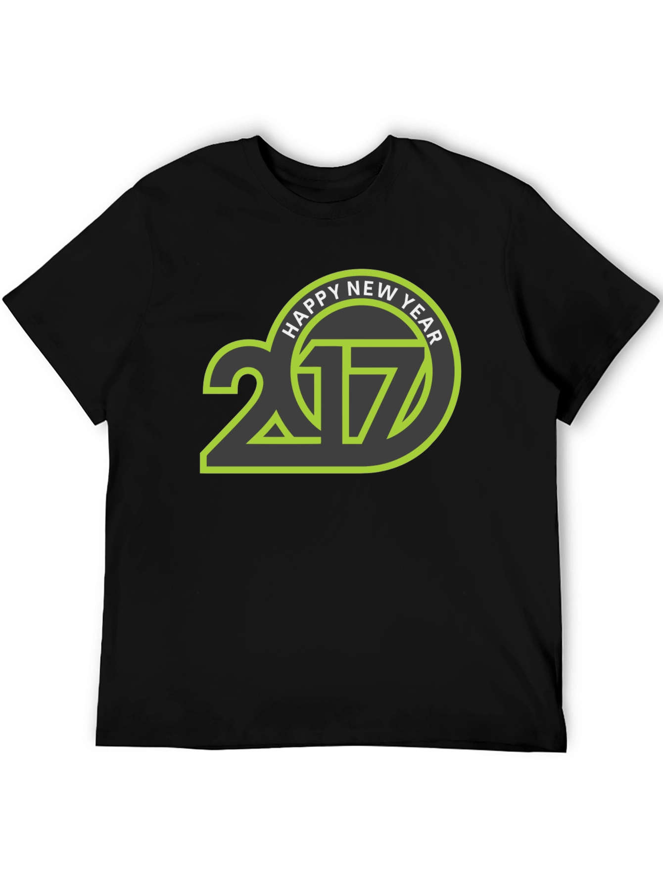 Happy New Year 2017 T-Shirt - Black Crew Neck