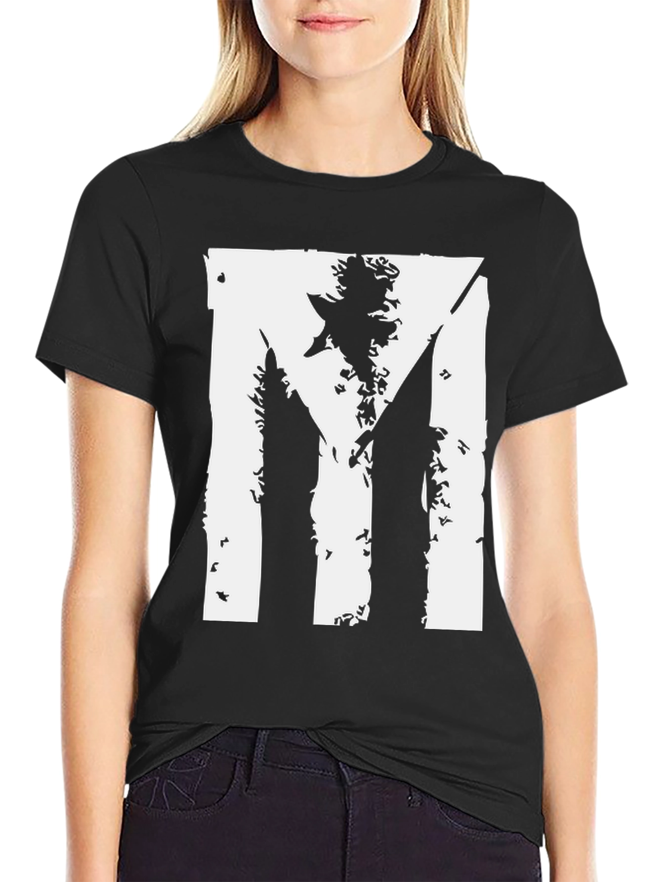 Distressed Flag Graphic Tee - Black Cotton Blend
