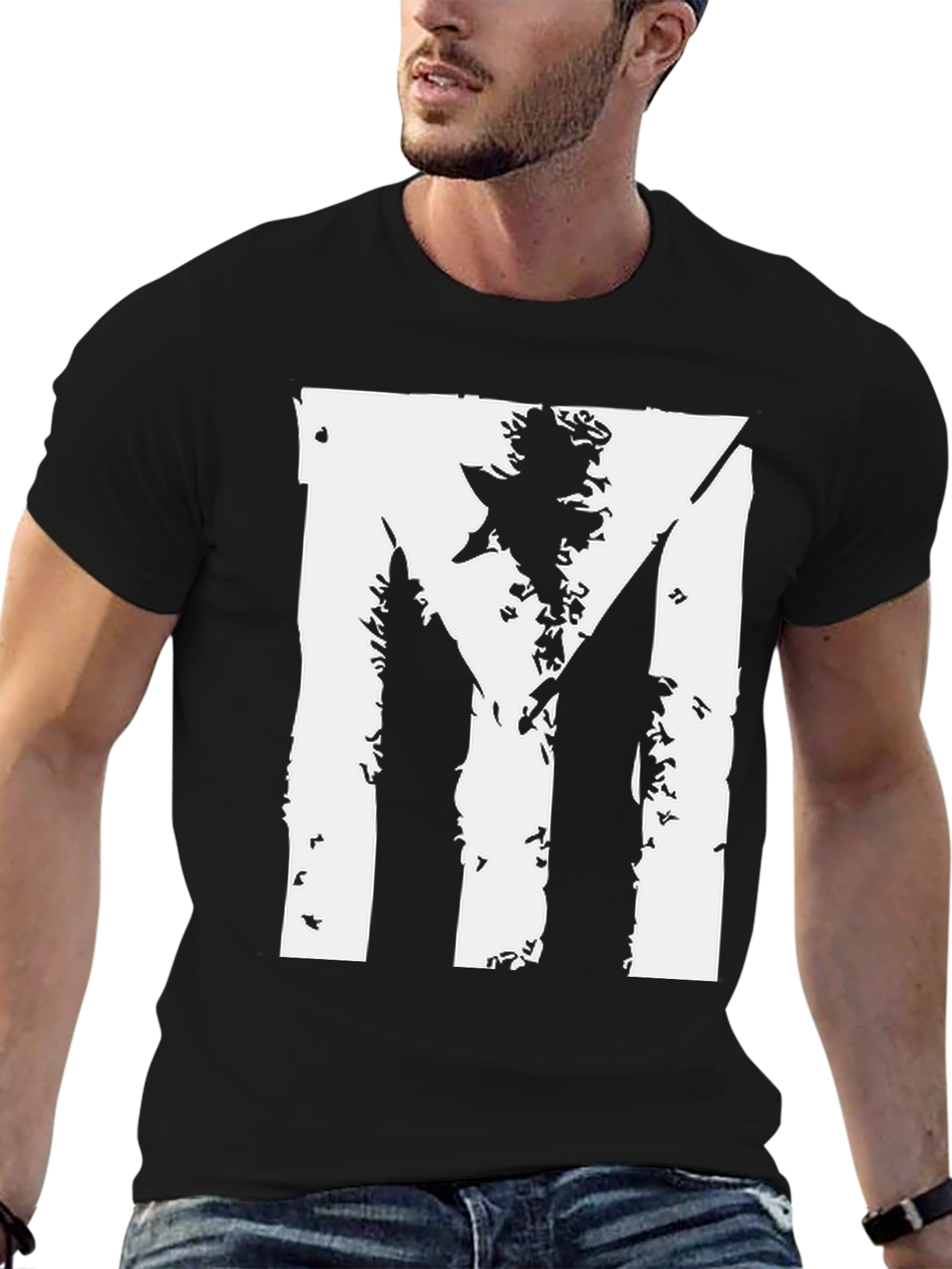 Distressed Flag Graphic Tee - Black Cotton Blend