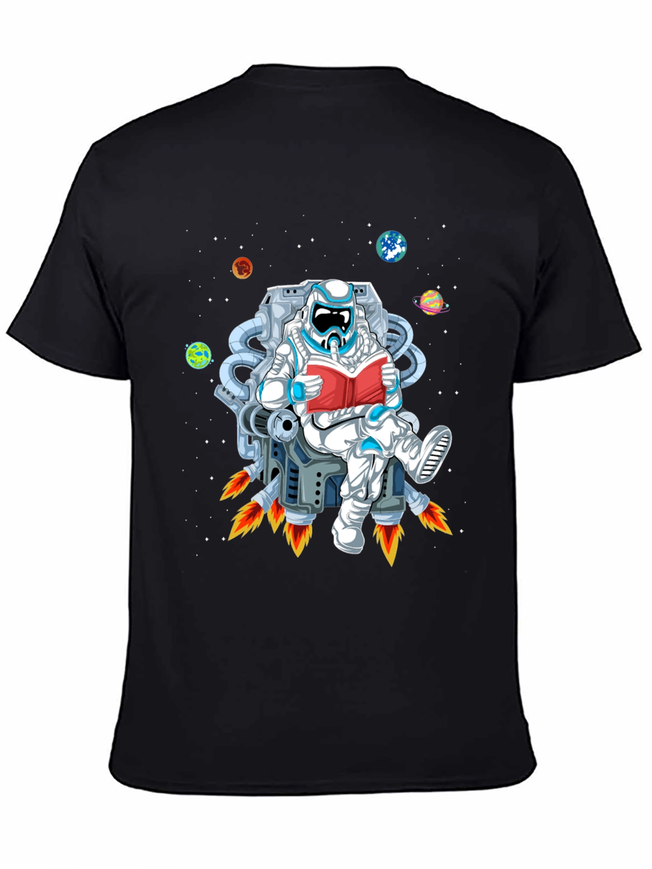 Astronaut Reading in Space T-Shirt - Black