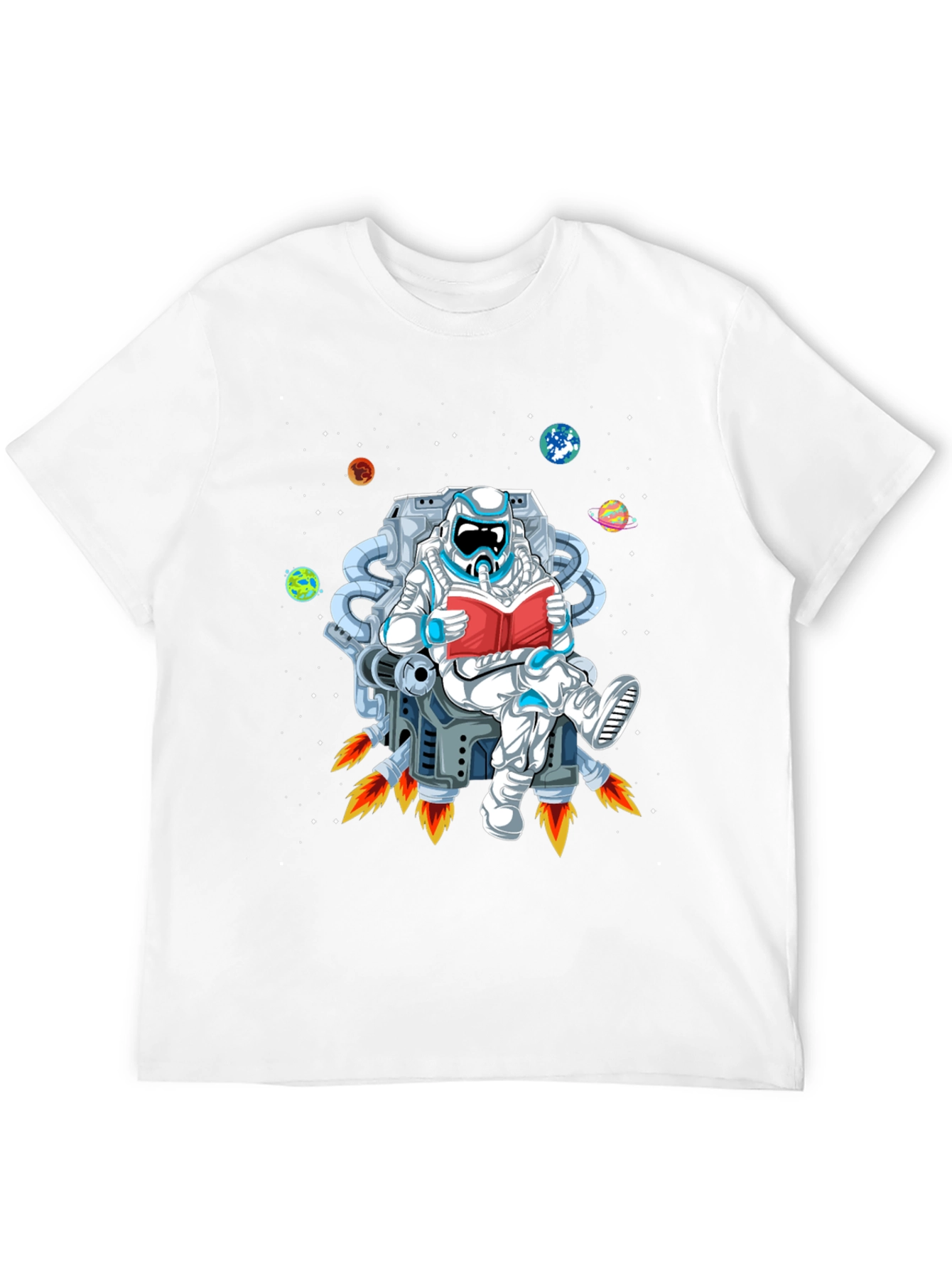 Astronaut Reading in Space T-Shirt - Black
