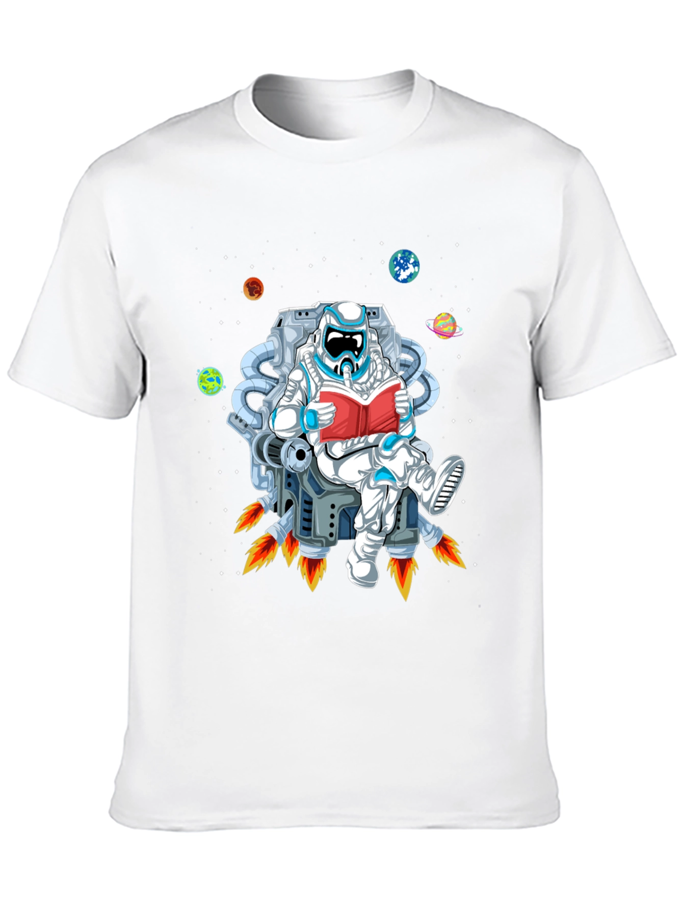 Astronaut Reading in Space T-Shirt - Black