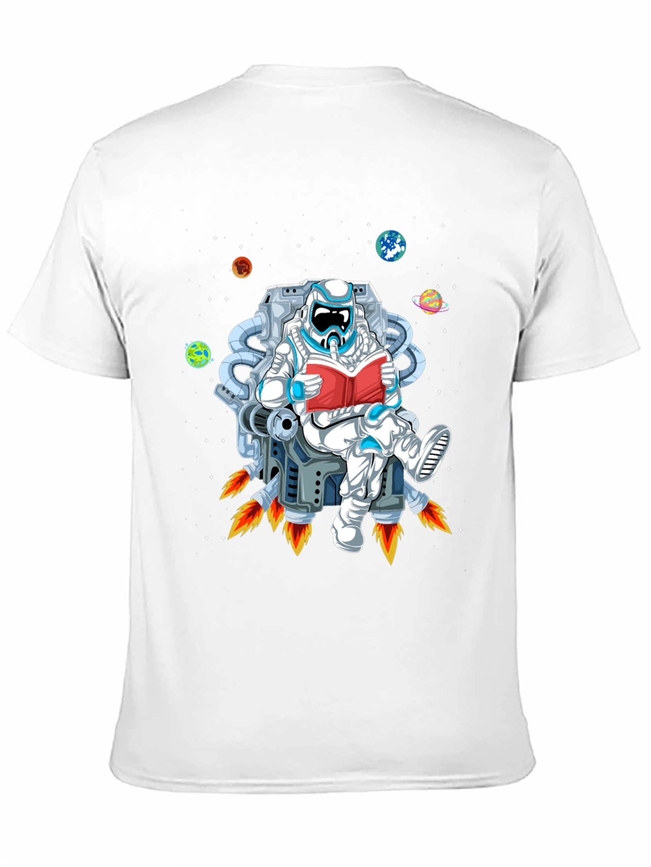 Astronaut Reading in Space T-Shirt - Black