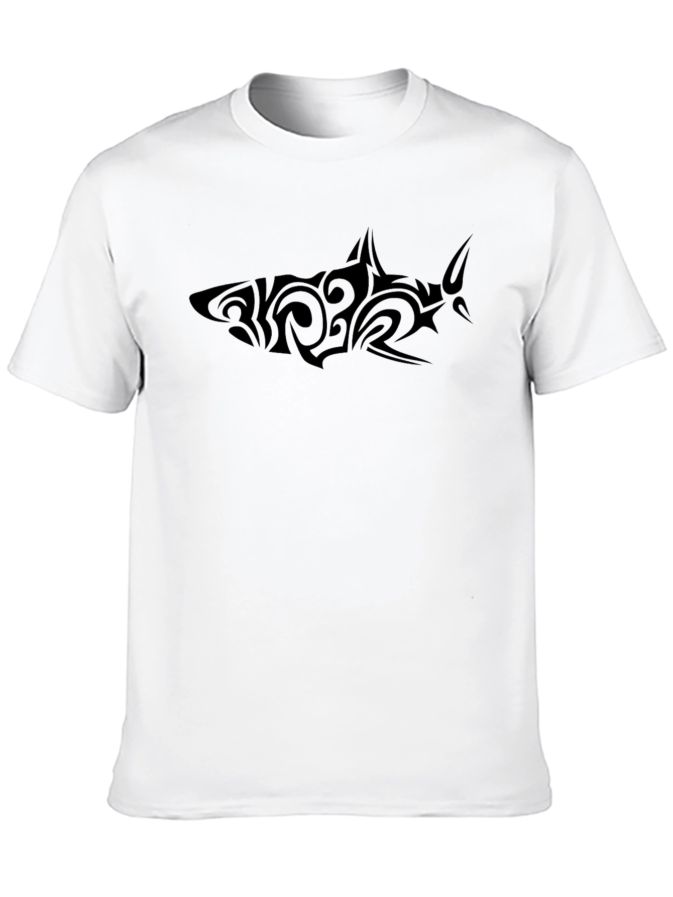 Tribal Shark Graphic T-Shirt - Black