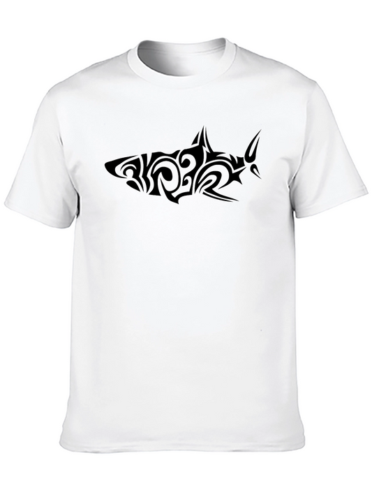 Tribal Shark Graphic T-Shirt - Black