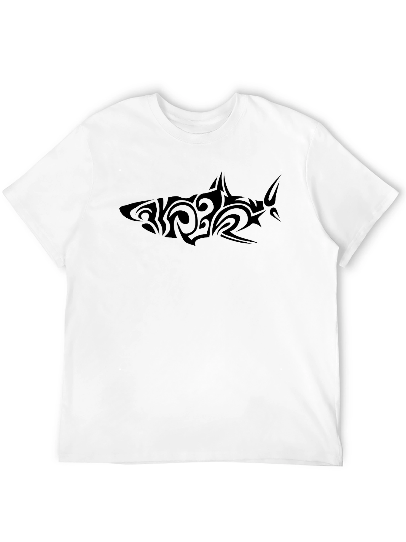 Tribal Shark Graphic T-Shirt - Black