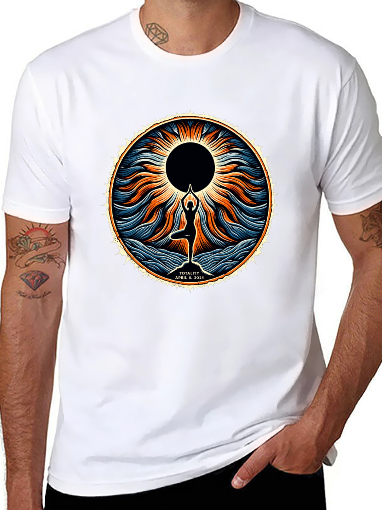 Totality April 8 2024 Yoga Eclipse T-Shirt