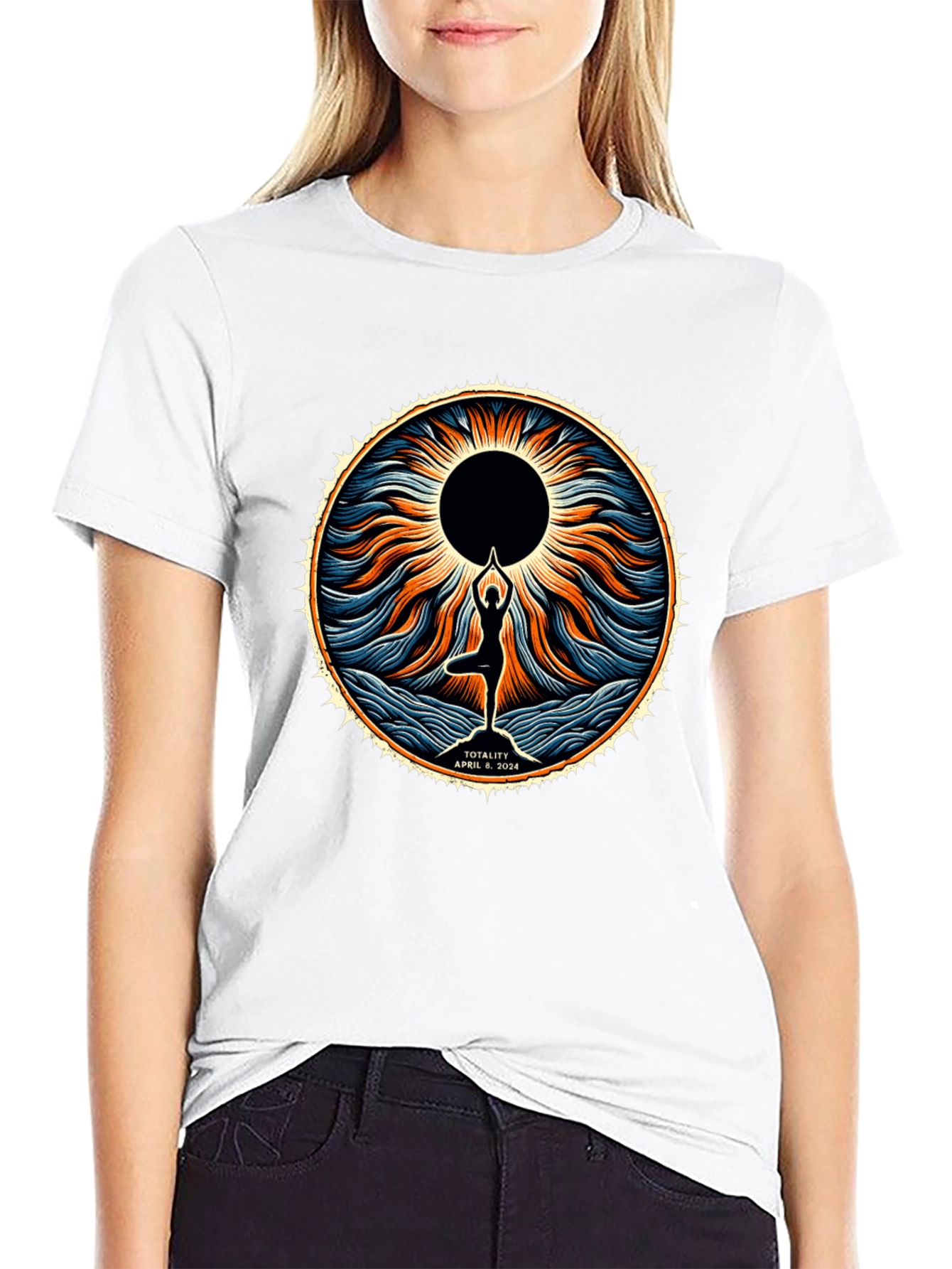 Totality April 8 2024 Yoga Eclipse T-Shirt