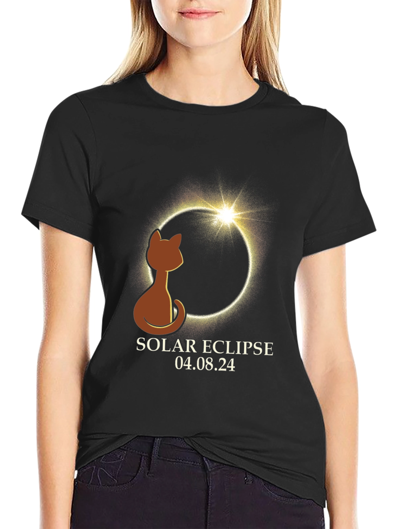 Solar Eclipse Cat T-Shirt - April 8 2024