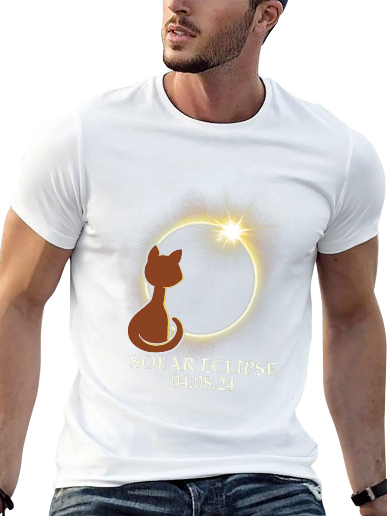 Solar Eclipse Cat T-Shirt - April 8 2024