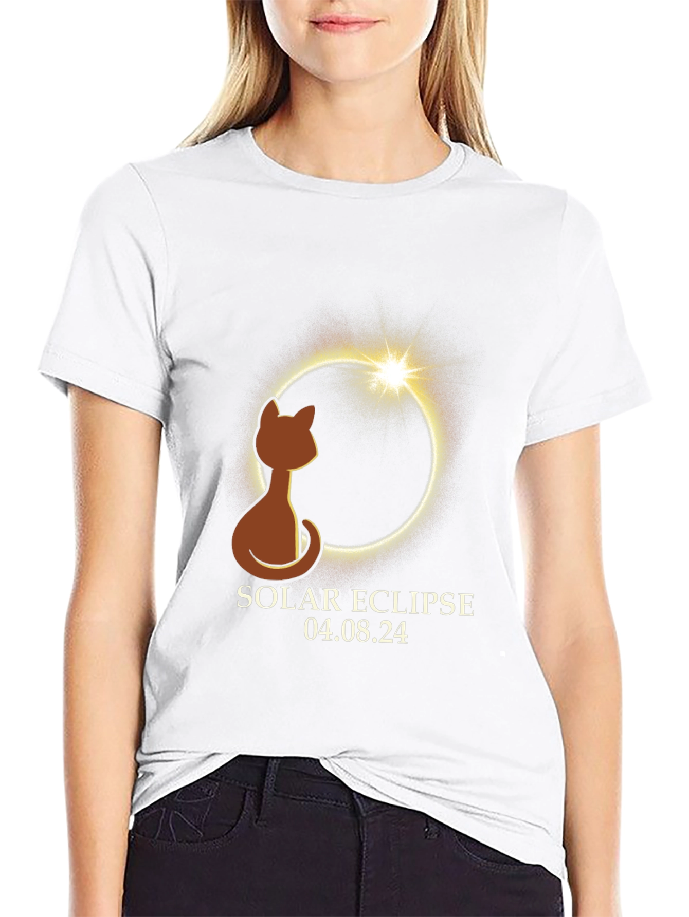 Solar Eclipse Cat T-Shirt - April 8 2024