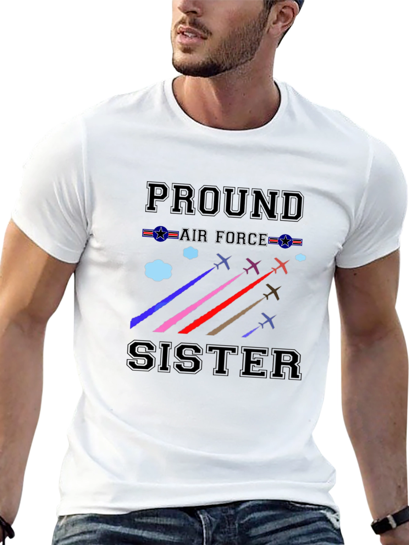 Proud Air Force Sister Black Graphic Tee