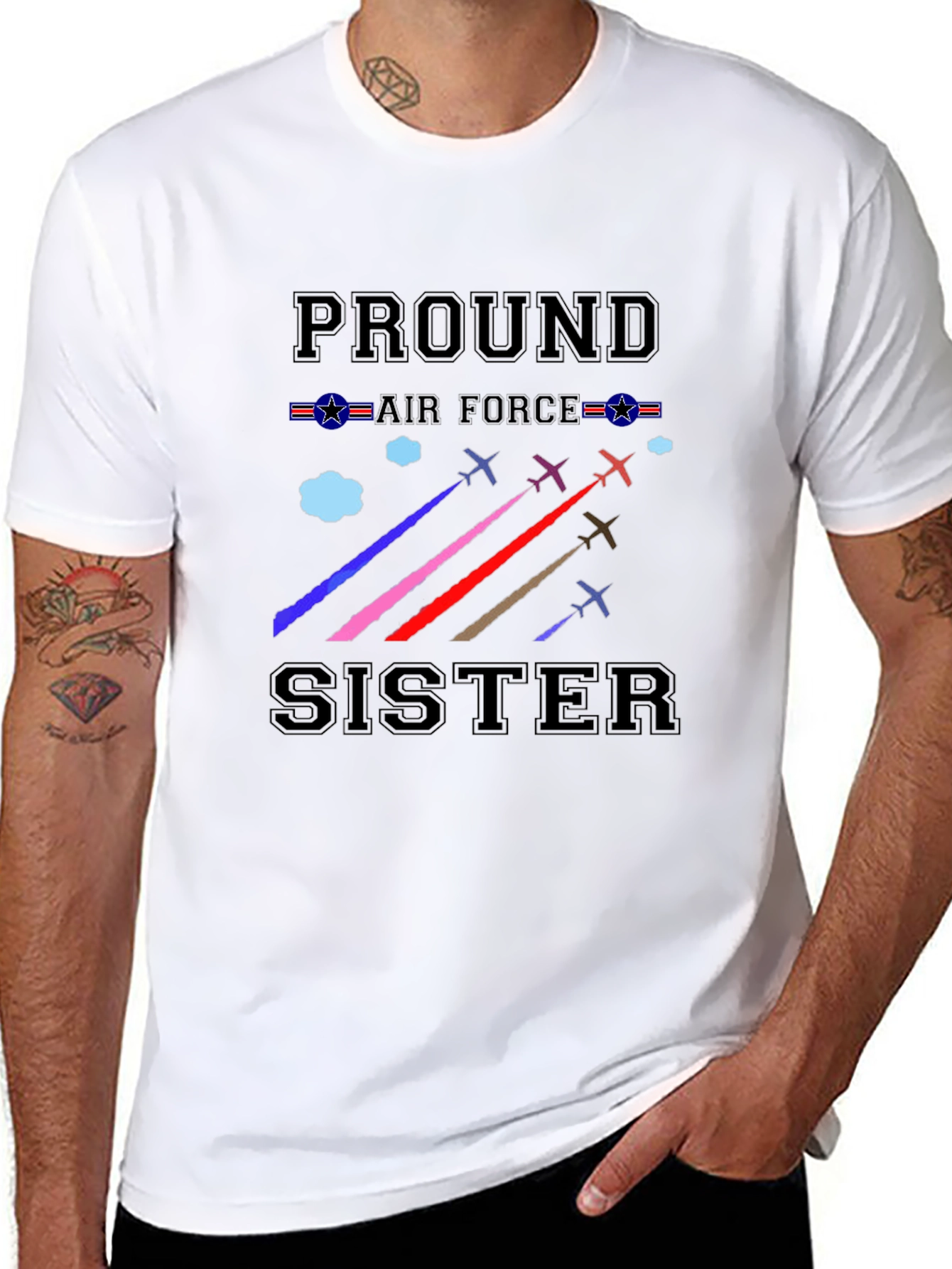 Proud Air Force Sister Black Graphic Tee