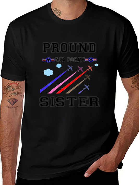 Proud Air Force Sister Black Graphic Tee
