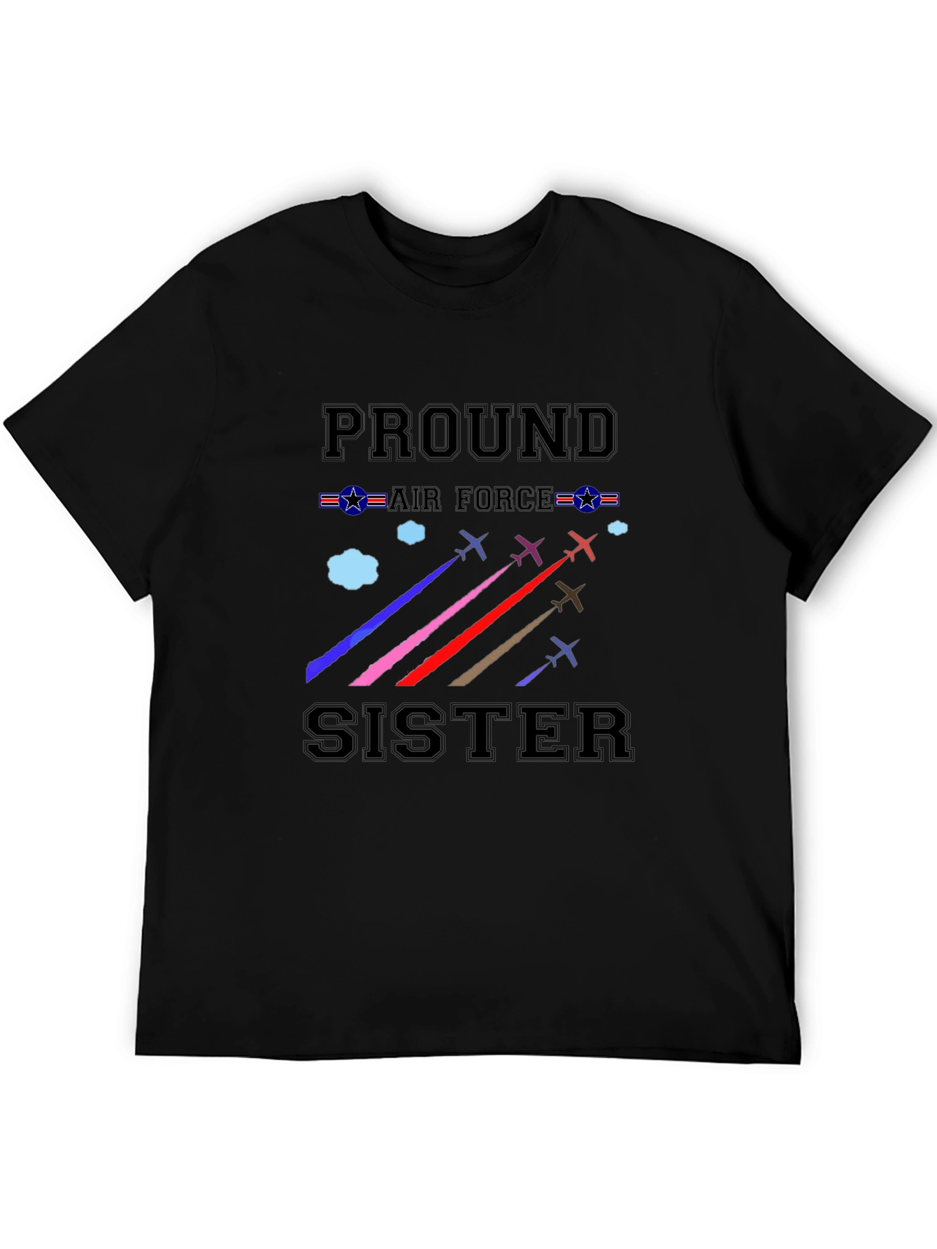Proud Air Force Sister Black Graphic Tee