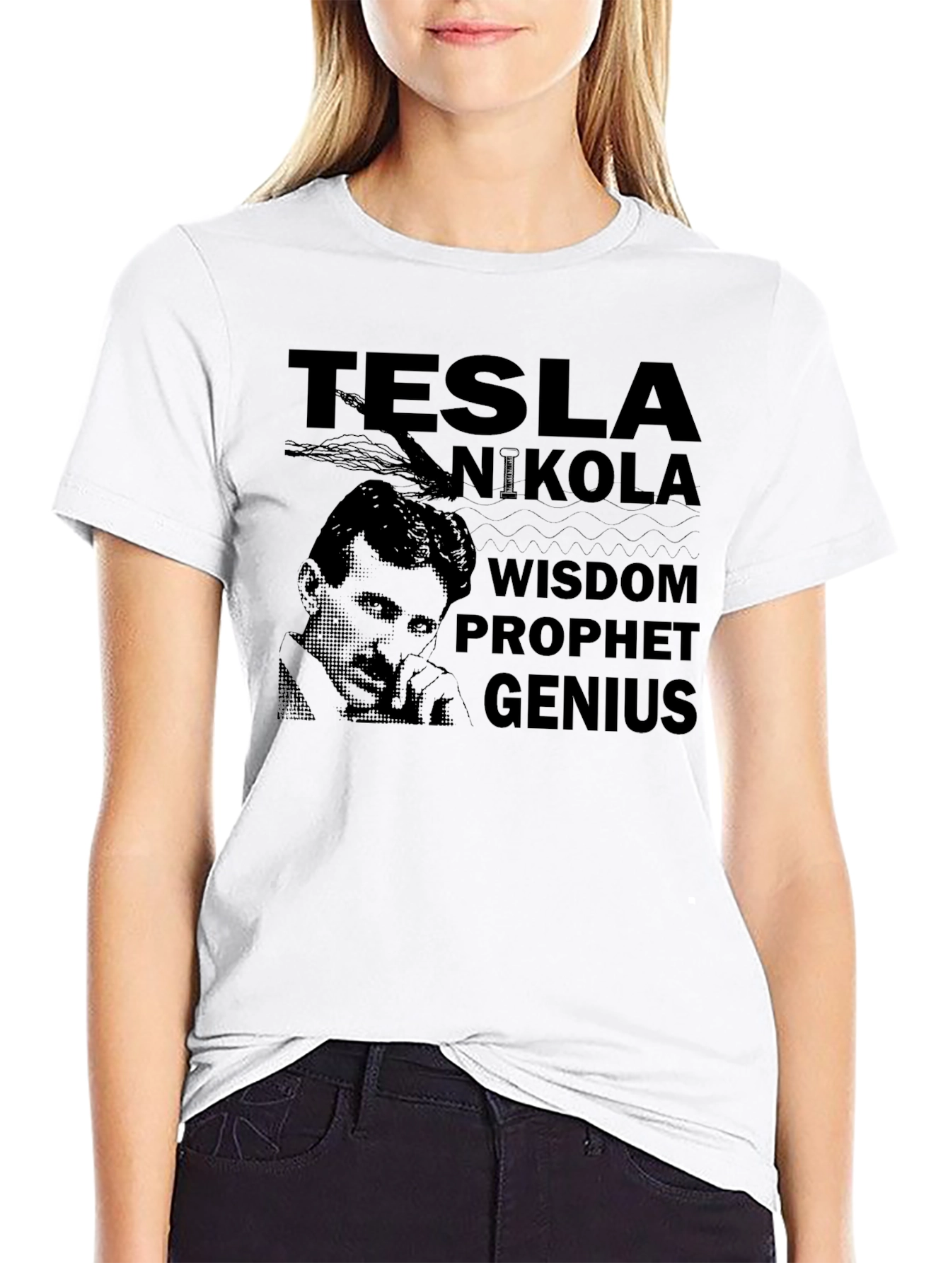 Tesla Nikola Wisdom Prophet Genius Black T-Shirt