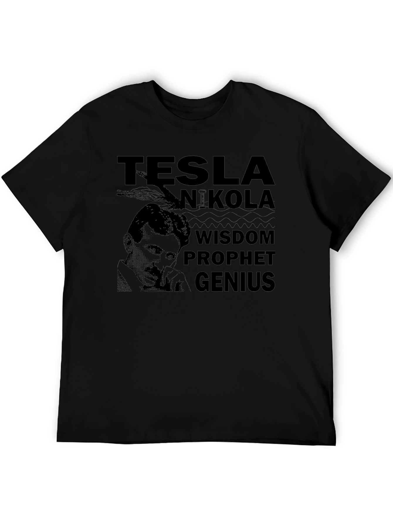 Tesla Nikola Wisdom Prophet Genius Black T-Shirt