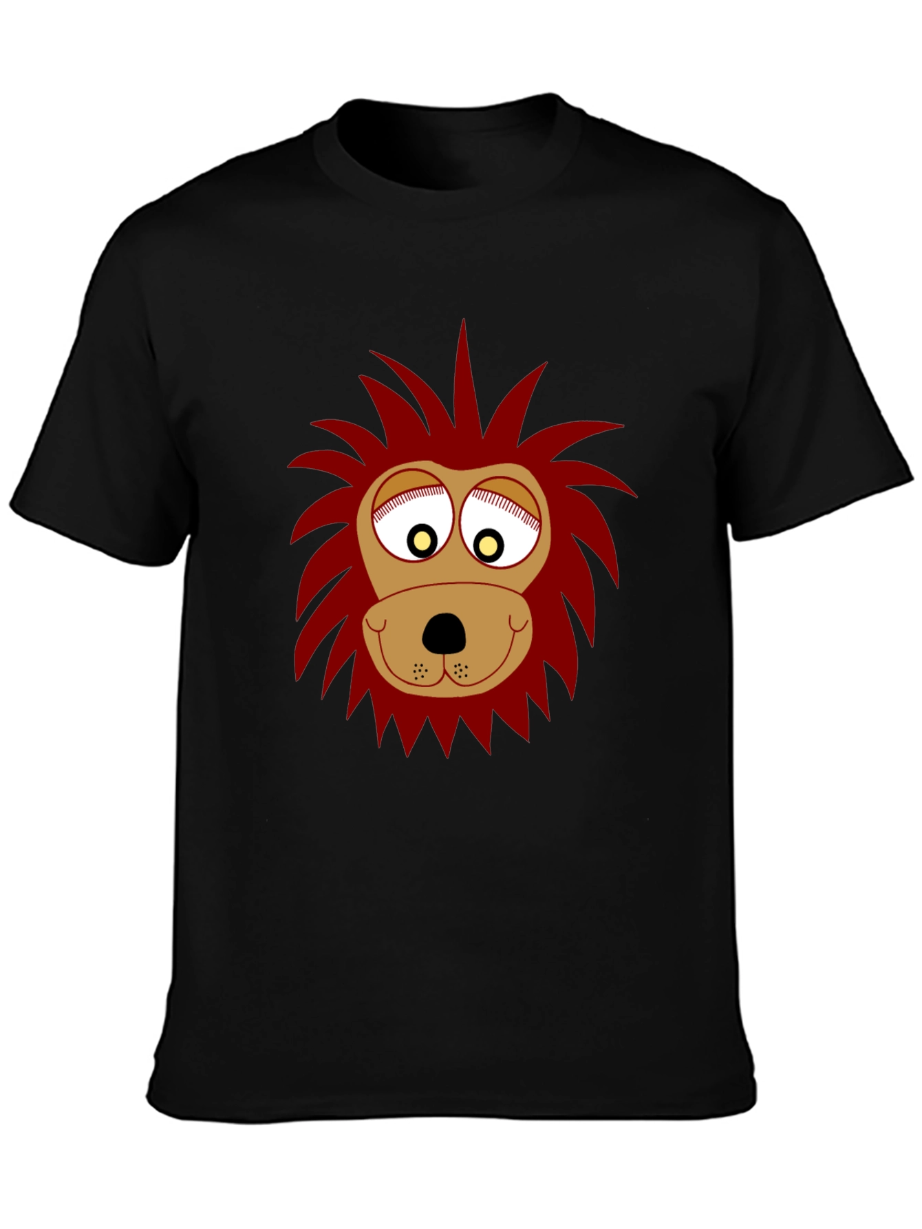Funny Lion Face Graphic Black T-Shirt